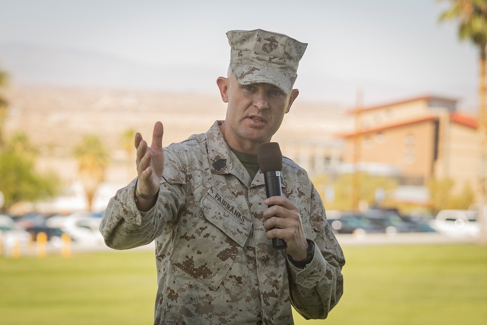 Elizondo relieves Fairbanks as 3/11 Sergeant Major during relief and appointment ceremony