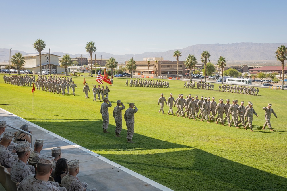 Elizondo relieves Fairbanks as 3/11 Sergeant Major during relief and appointment ceremony