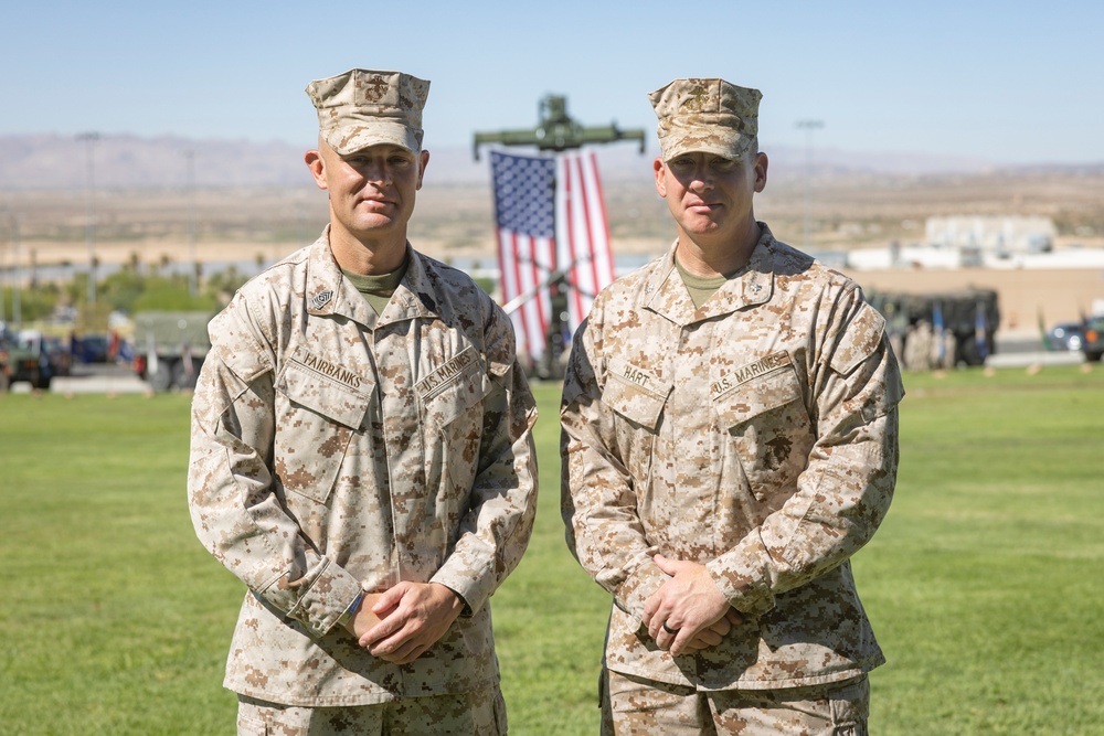 Elizondo relieves Fairbanks as 3/11 Sergeant Major during relief and appointment ceremony