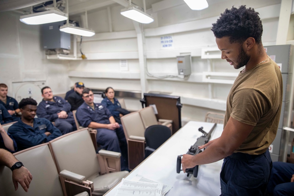 USS Spruance conducts weapons training