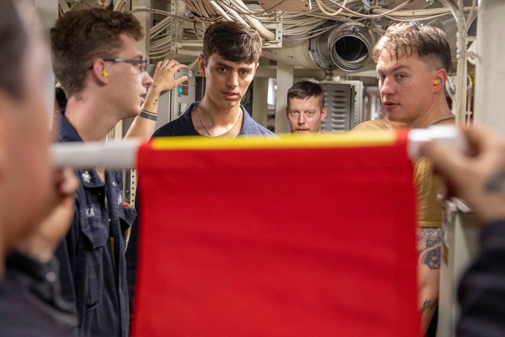 USS Spruance conducts engineering damage control drills