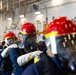 Sailors Conduct Firefighting Drill in the Hangar Bay