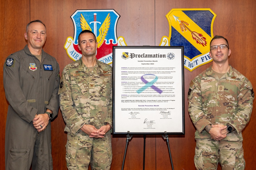 4th Fighter Wing command team signs Suicide Prevention Proclamation