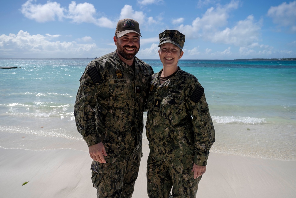 MA1 Thornton reenlists aboard Diego Garcia