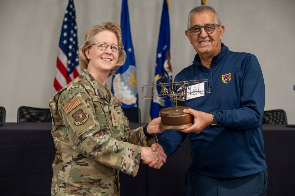 Lt. Gen. Donna Shipton Presents Award To Soccer Referee Esse Baharmast