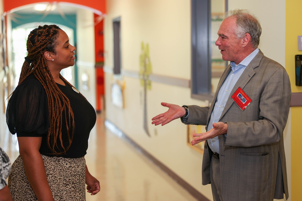 U.S. Sen. Kaine visits Quantico, speaks with Child Development Center educators