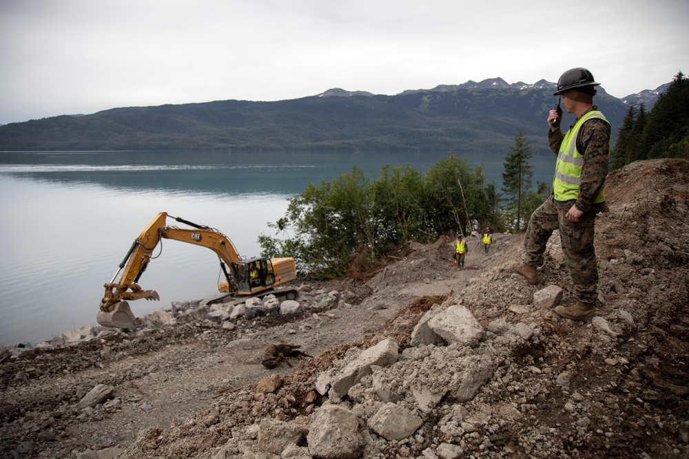 IRT in action: USMC engineers conduct earthwork operations for future Shepard Point oil spill response site