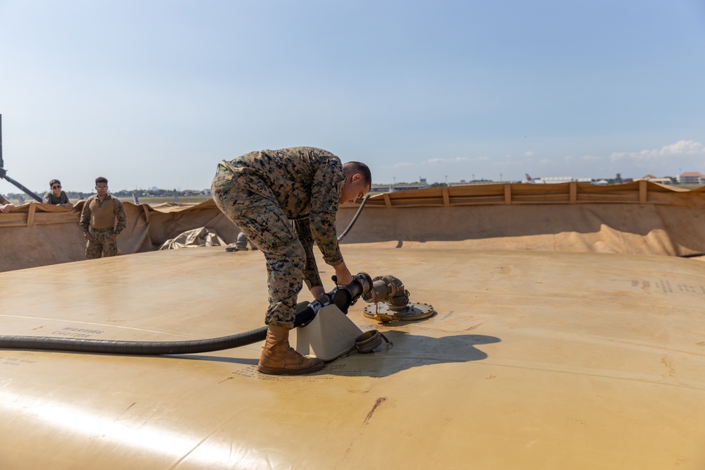 MRF-D 24.3: U.S. Marines perform maintenance, refueling on MV-22B Ospreys in preparation for Super Garuda Shield 24
