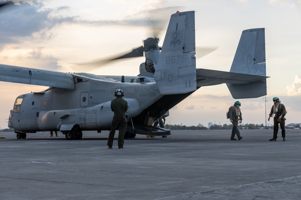 MRF-D 24.3: U.S. Marines perform maintenance, refueling on MV-22B Ospreys in preparation for Super Garuda Shield 24