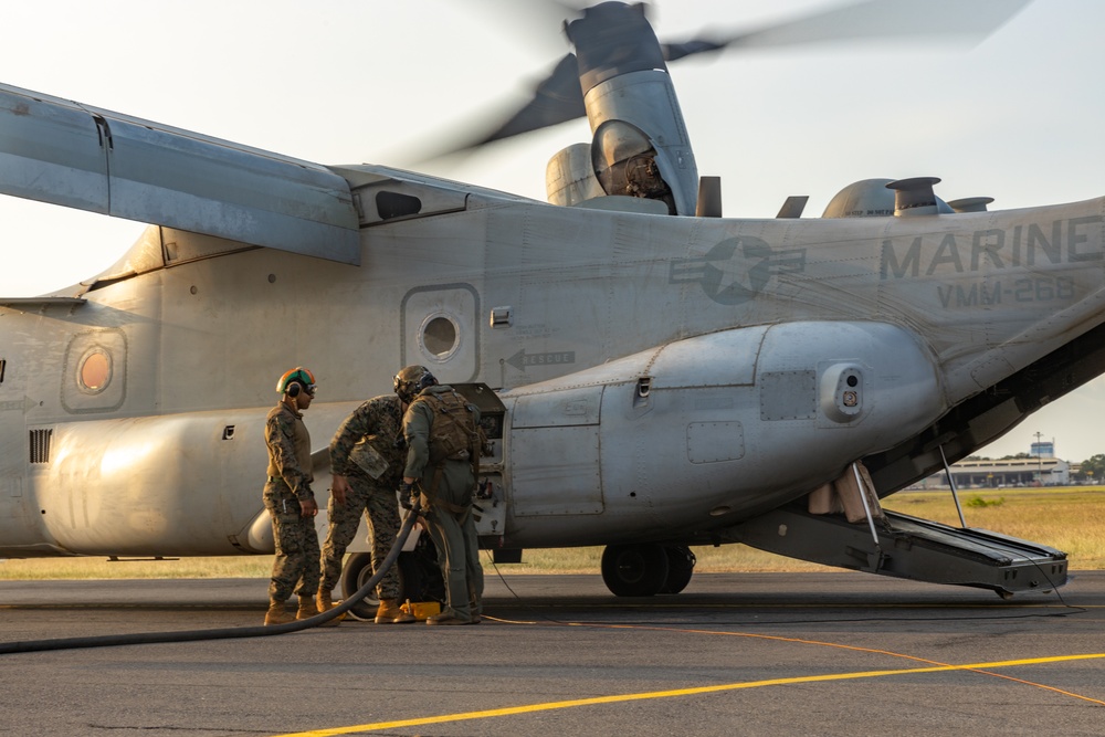 MRF-D 24.3: U.S. Marines refuel MV-22B Ospreys in preparation for Super Garuda Shield 24