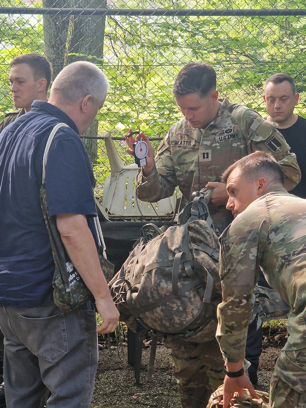 US Army Soldiers march with German allies for proficiency badge