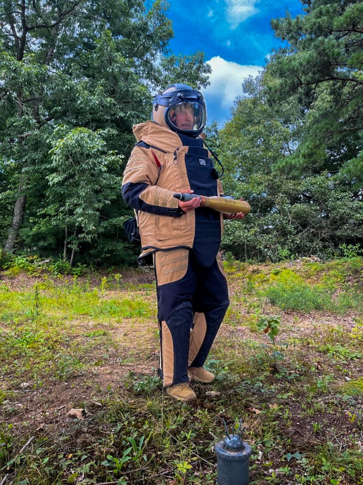 104th Fighter Wing Explosive Ordnance Disposal Airmen give Wing Commander hands-on overview of EOD capabilities and procedures