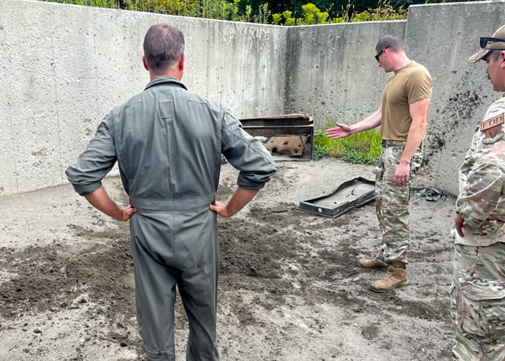 104th Fighter Wing Explosive Ordnance Disposal Airmen give Wing Commander hands-on overview of EOD capabilities and procedures