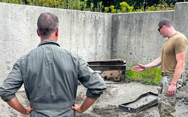 104th Fighter Wing Explosive Ordnance Disposal Airmen give Wing Commander hands-on overview of EOD capabilities and procedures