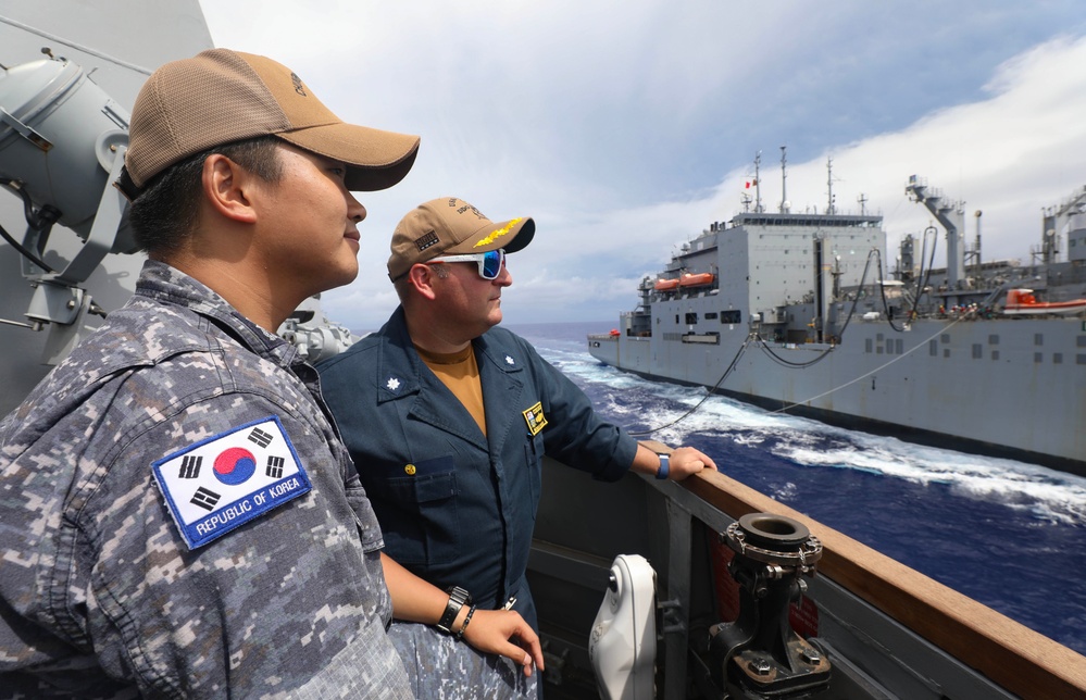 USS Dewey (DDG 105) Conducts Underway Replenishment with USNS Richard E. Byrd (T-AKE 4) During Exercise Pacific Vanguard 2024