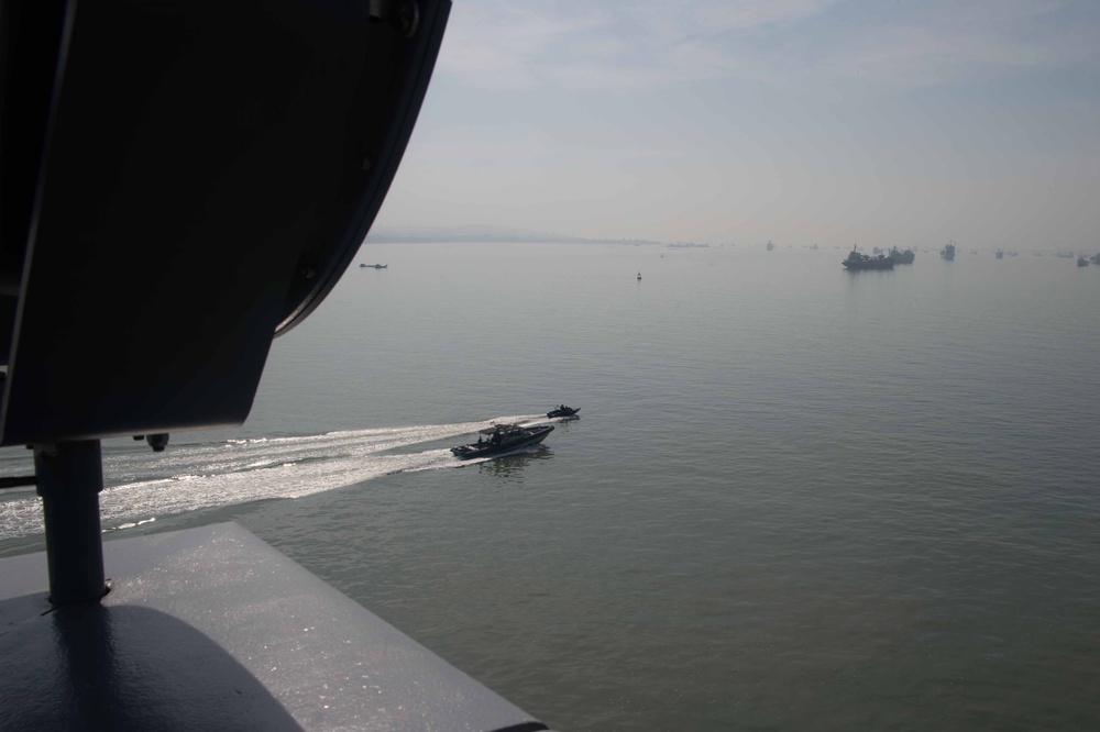USS Green Bay pulls into Surabaya during Super Garuda Shield 24