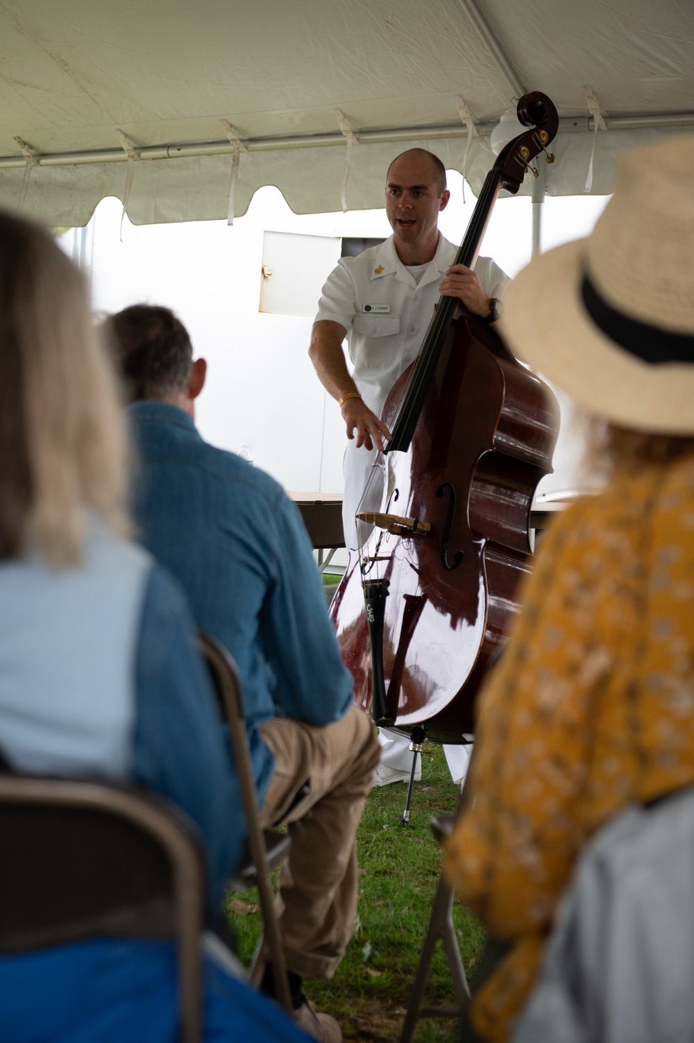 Navy Musician gives bass masterclass at bluegrass festival