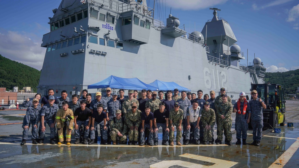 SY 24 | ROK Navy Sailors Conduct an Aircraft Firefighting Drill for U.S. Navy Sailors