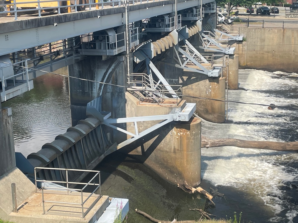 Woonsocket Dam before tree debris removal