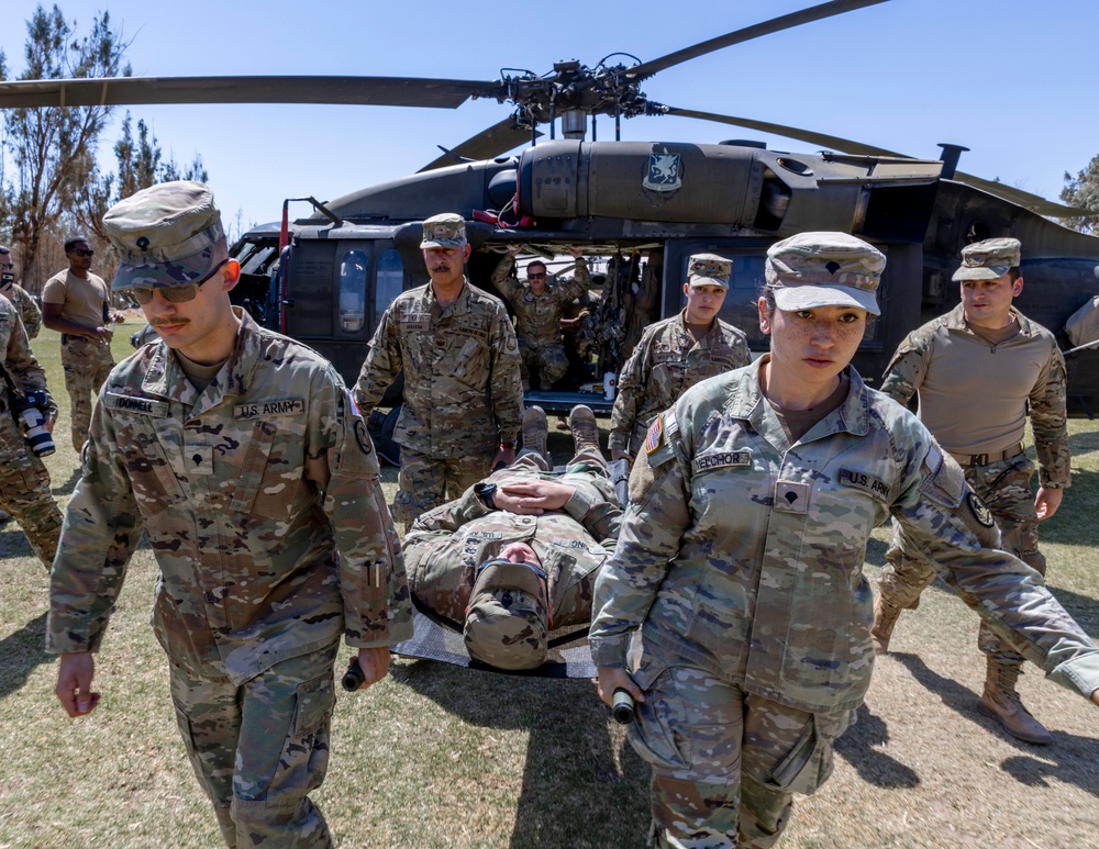 Texas Army National Guard and Chilean army medics train on MEDEVAC during  Southern Fenix 24 exercise