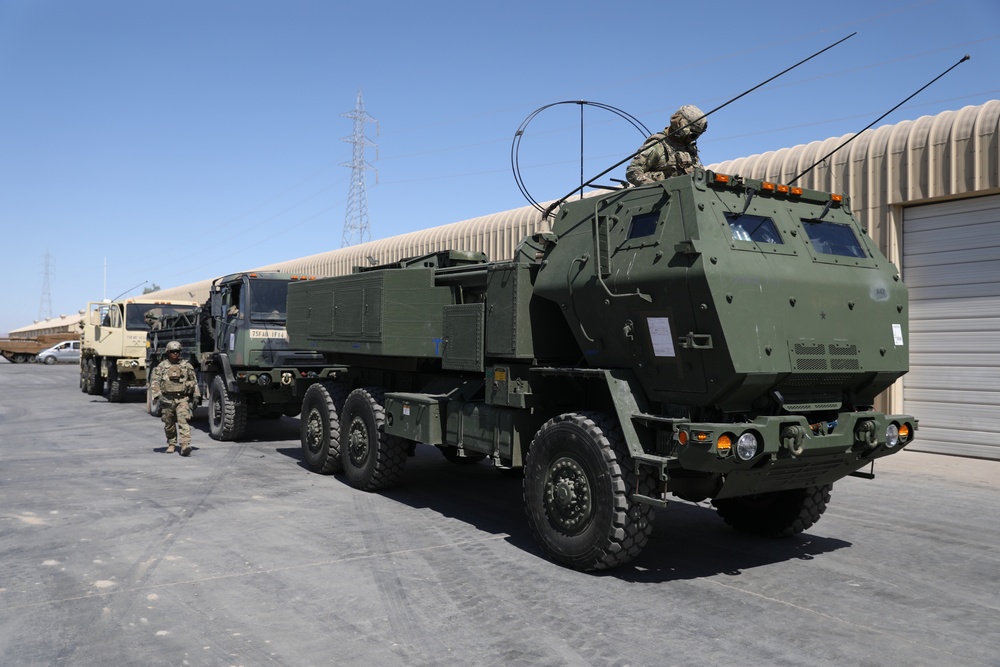 The U.S. Army conducts convoy of M142 High Mobility Artillery Rocket System to Chilean desert