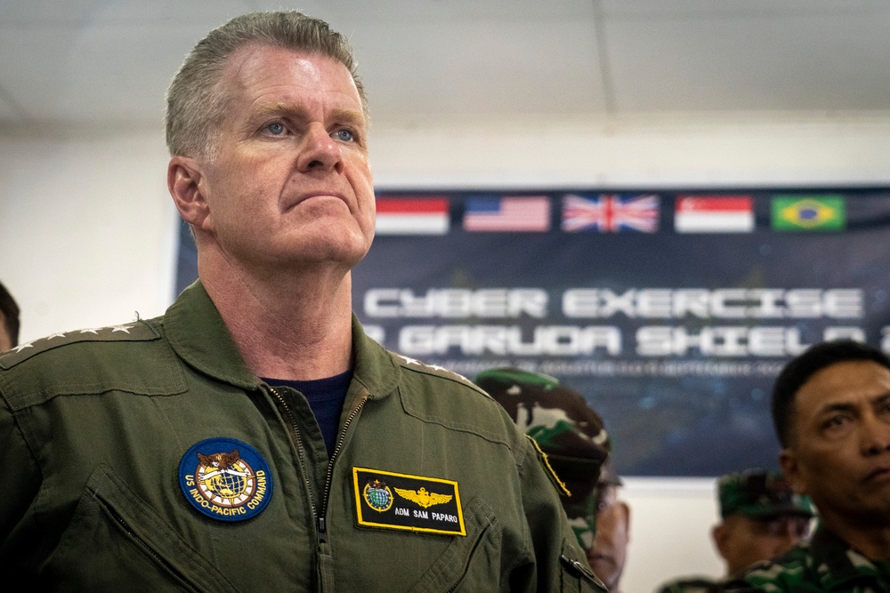 Admiral Paparo observes CYBEREX and STAFFEX at Exercise Super Garuda Shield 2024