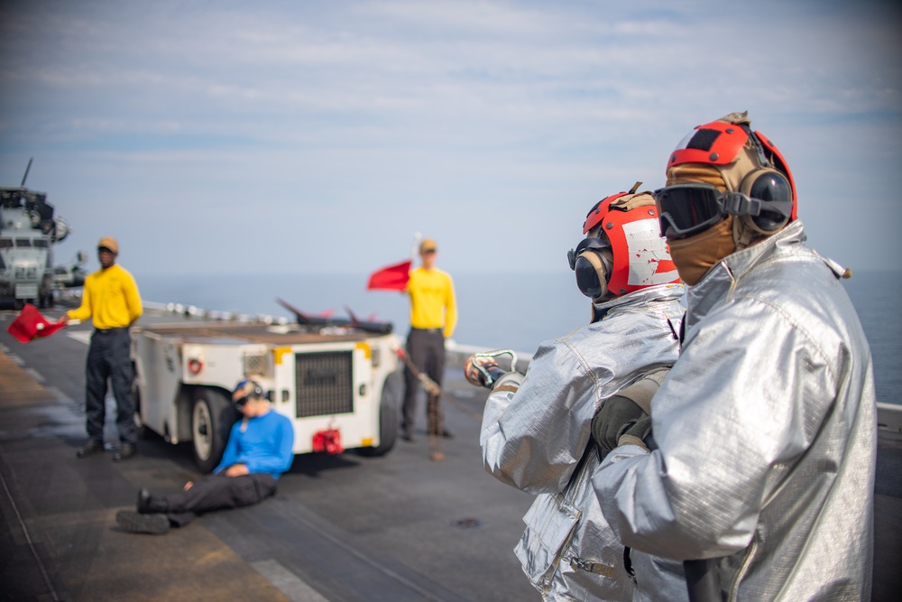 Flight Deck Fire Drill Aboard USS America (LHA 6)