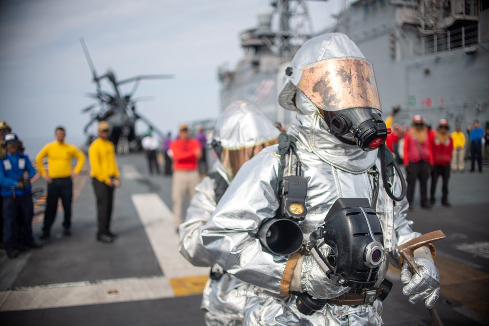 Flight Deck Fire Drill Aboard USS America (LHA 6)