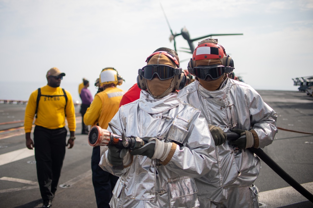 Flight Deck Fire Drill Aboard USS America (LHA 6)