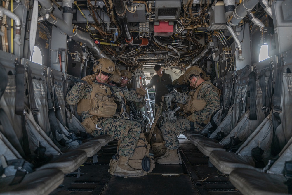 MRF-D 24.3: 1st Bn., 1st Marines rehearses on, off drills with Indonesian Soldiers in MV-22B Osprey during Super Garuda Shield 2024