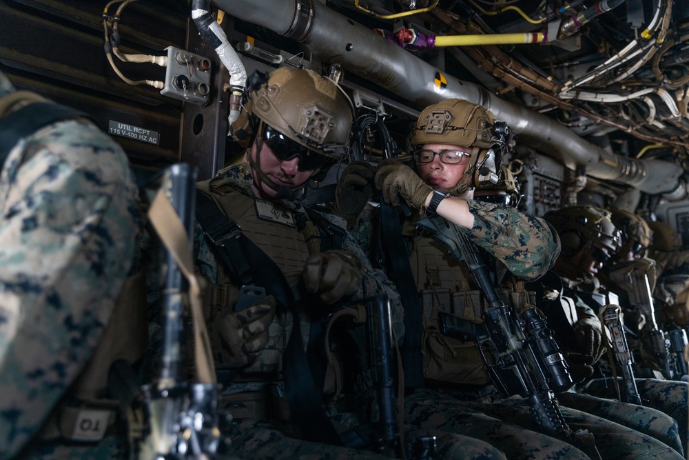 MRF-D 24.3: 1st Bn., 1st Marines rehearses on, off drills with Indonesian Soldiers in MV-22B Osprey during Super Garuda Shield 2024