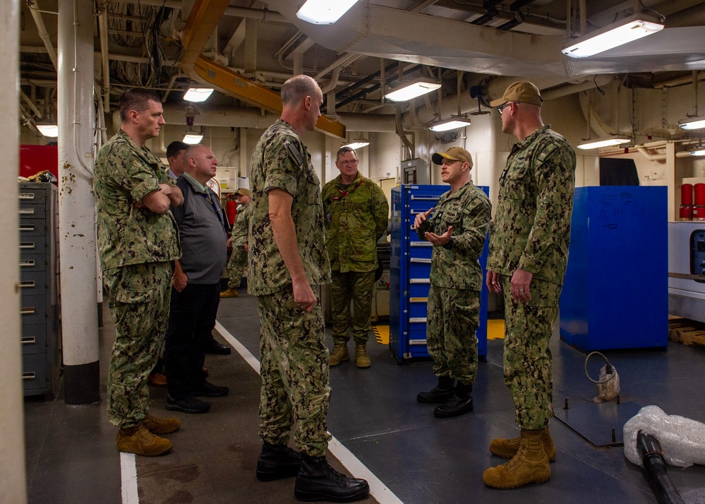 Rear Adm. Scott Brown Tours Emory S. Land Machine Shop in HMAS Stirling