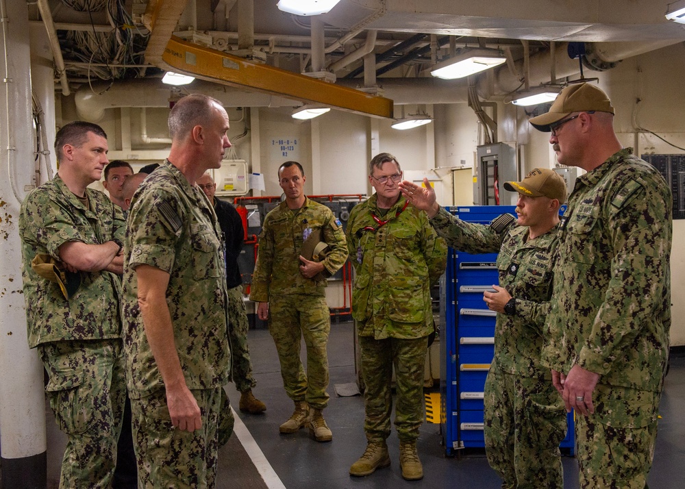 Rear Adm. Scott Brown Tours Emory S. Land Machine Shop in HMAS Stirling