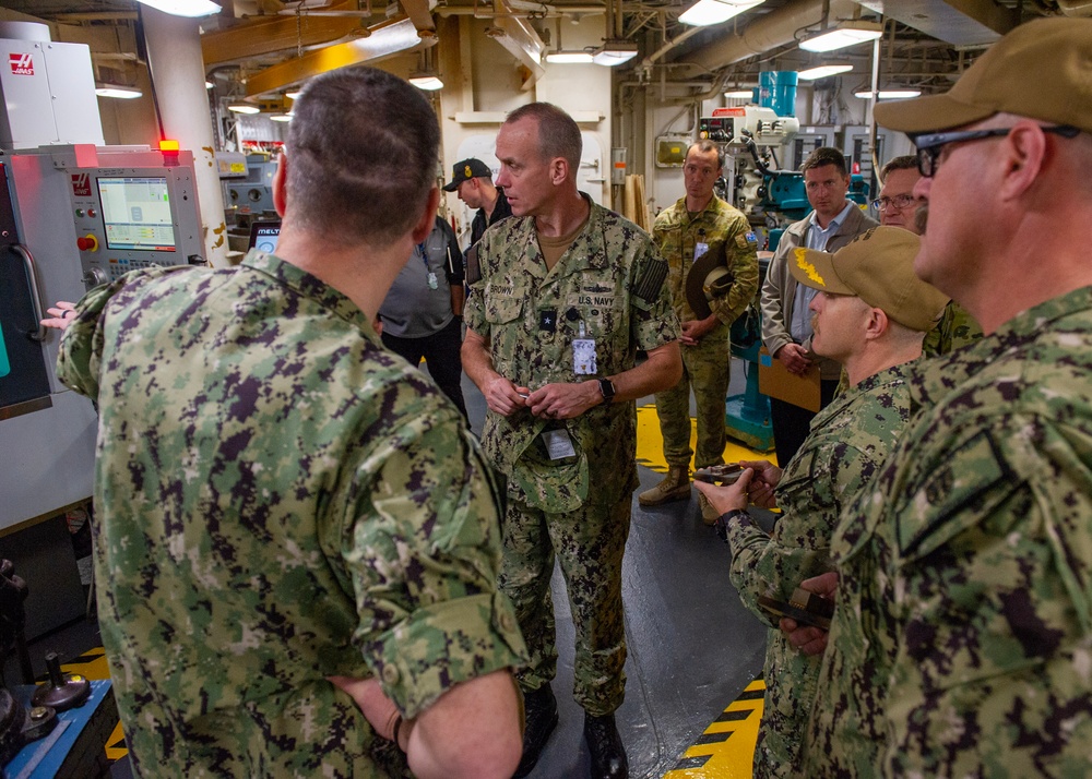 Rear Adm. Scott Brown Tours Emory S. Land Machine Shop in HMAS Stirling