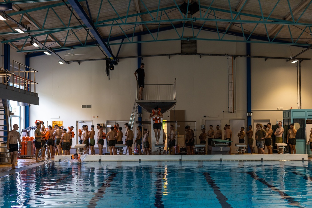 U.S. Marines complete swim qualification to board Swedish combat boats