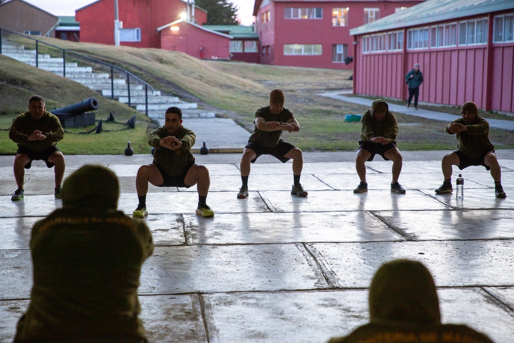 U.S. and Chilean Marines conduct physical training during UNITAS LXV