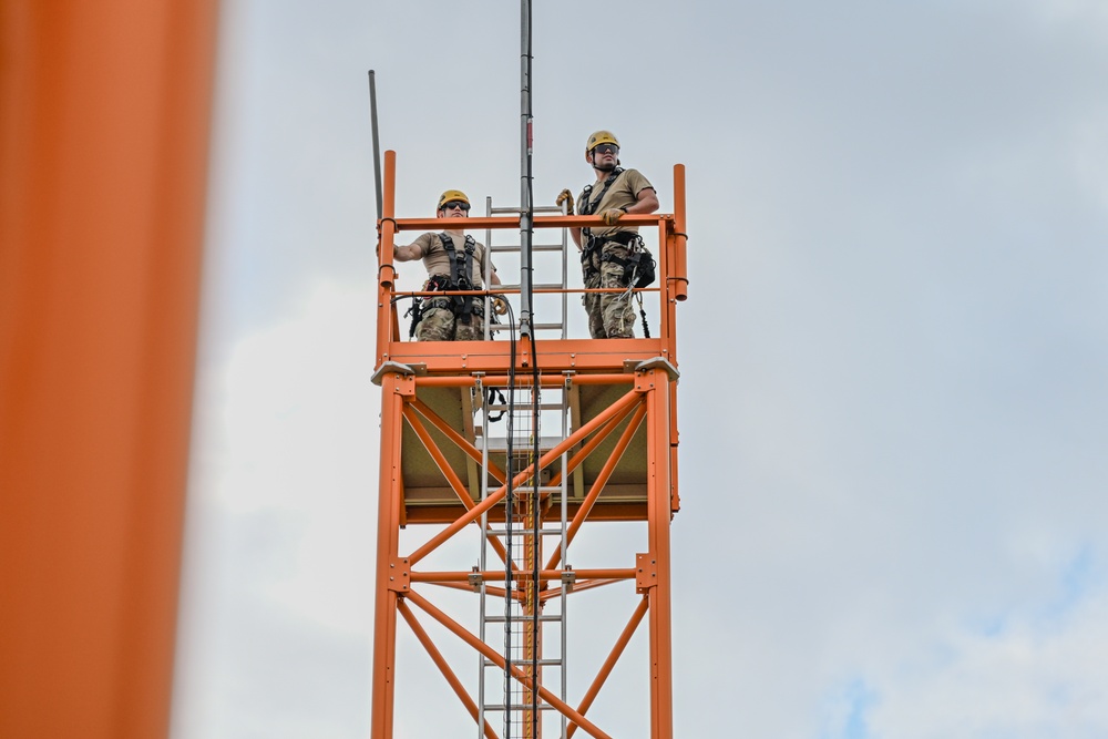 Airmen with the 213th Engineering Installation Squadron Survey Communication Towers in the Azores, Portugal