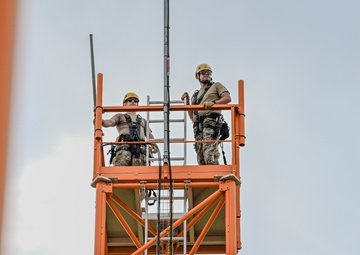 Airmen with the 213th Engineering Installation Squadron Survey Communication Towers in the Azores, Portugal