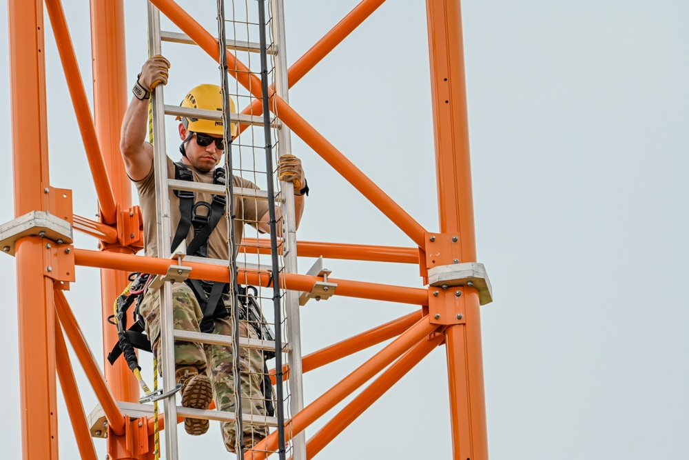 Airmen with the 213th Engineering Installation Squadron Survey Communication Towers in the Azores, Portugal