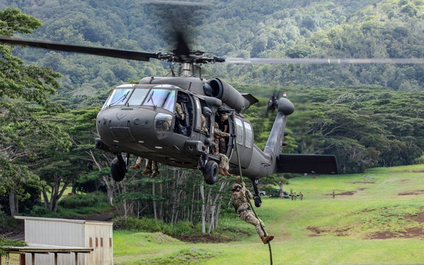 25th Combat Aviation Brigade Assists In Fast Rope Insertion And Extraction System Training