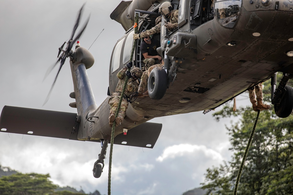 25th Combat Aviation Brigade Assists In Fast Rope Insertion And Extraction System Training