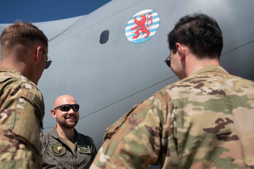 NATO Allies cold load U.S. Army HIMARS onto A400M