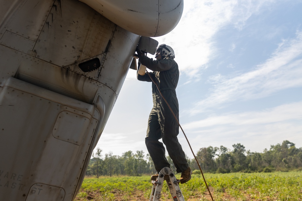 Multinational service members parachute from C-130J Super Hercules during Super Garuda Shield 2024