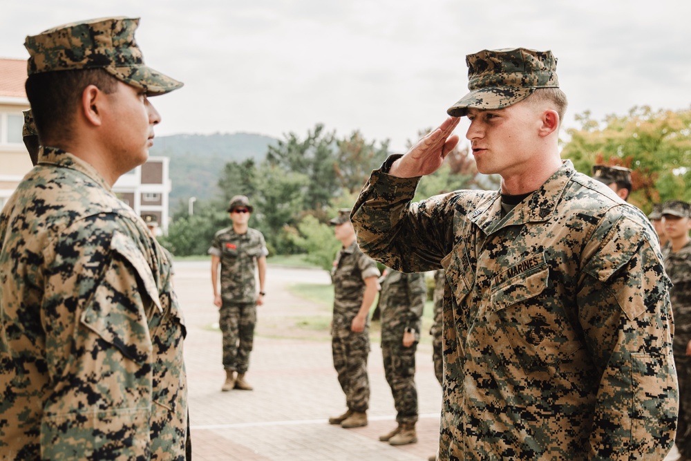 SY 24 | We Go Together: ROK Marine Promotes 15th MEU Marine to Staff Sergeant