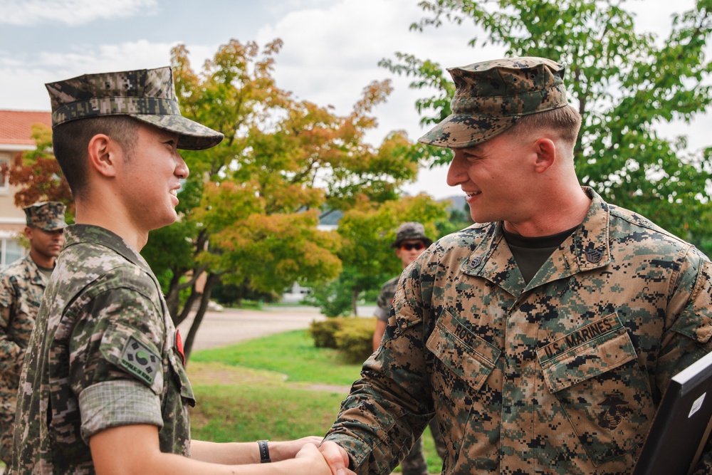 SY 24 | We Go Together: ROK Marine Promotes 15th MEU Marine to Staff Sergeant