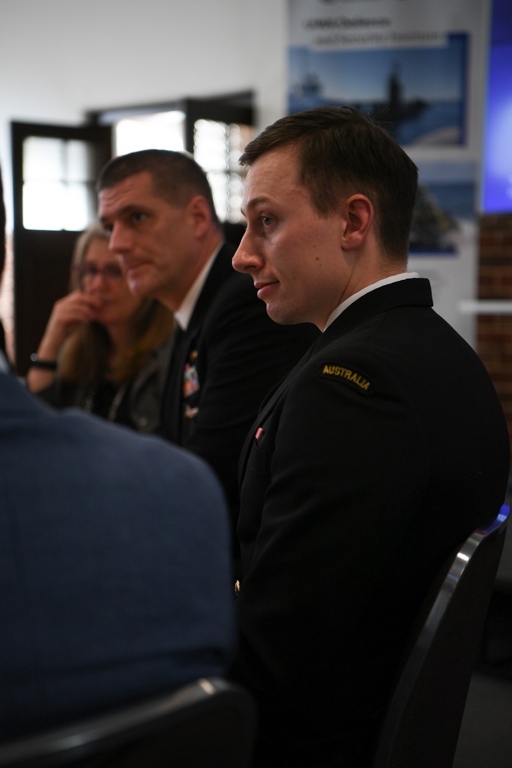 US Navy and Royal Australian Navy Officers Discuss Alliance and AUKUS With Emerging Leaders at UWA Campus