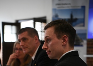 US Navy and Royal Australian Navy Officers Discuss Alliance and AUKUS With Emerging Leaders at UWA Campus