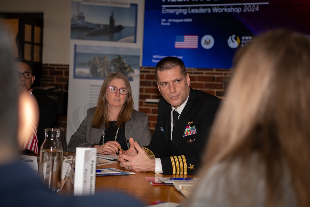 US Navy and Royal Australian Navy Officers Discuss Alliance and AUKUS With Emerging Leaders at UWA Campus
