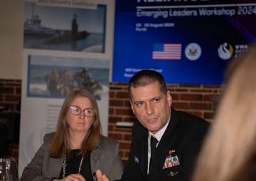 US Navy and Royal Australian Navy Officers Discuss Alliance and AUKUS With Emerging Leaders at UWA Campus