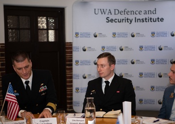 US Navy and Royal Australian Navy Officers Discuss Alliance and AUKUS With Emerging Leaders at UWA Campus